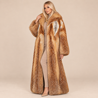 Manteau long en vraie fourrure de renard, bicolore, à panneaux rayés verticaux, ouvert sur le devant, col large, épais et moelleux pour femmes