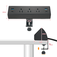 Enchufe de Corriente USB C de Carga Rápida para Escritorio con Abrazadera, 40W, Montaje en Borde de Escritorio, 2 Puertos USB-C PD de 20W