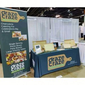 Custom Dye Sublimation Printed Logo Trade Show Tablecloth Waterproof Spandex Fitted Stretch <b>Table</b> Cover <b>6ft</b> Advertising Event - Product Image 5