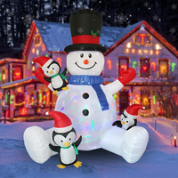 Bonhomme de neige gonflable avec pingouins, décoration lumineuse pour événements de Noël en plein air