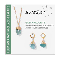 Ensemble collier et boucles d'oreilles en cristal synthétique avec carte cadeau, tourmaline noire, améthyste, apatite, howlite, plaqué or, vente en gros OEM