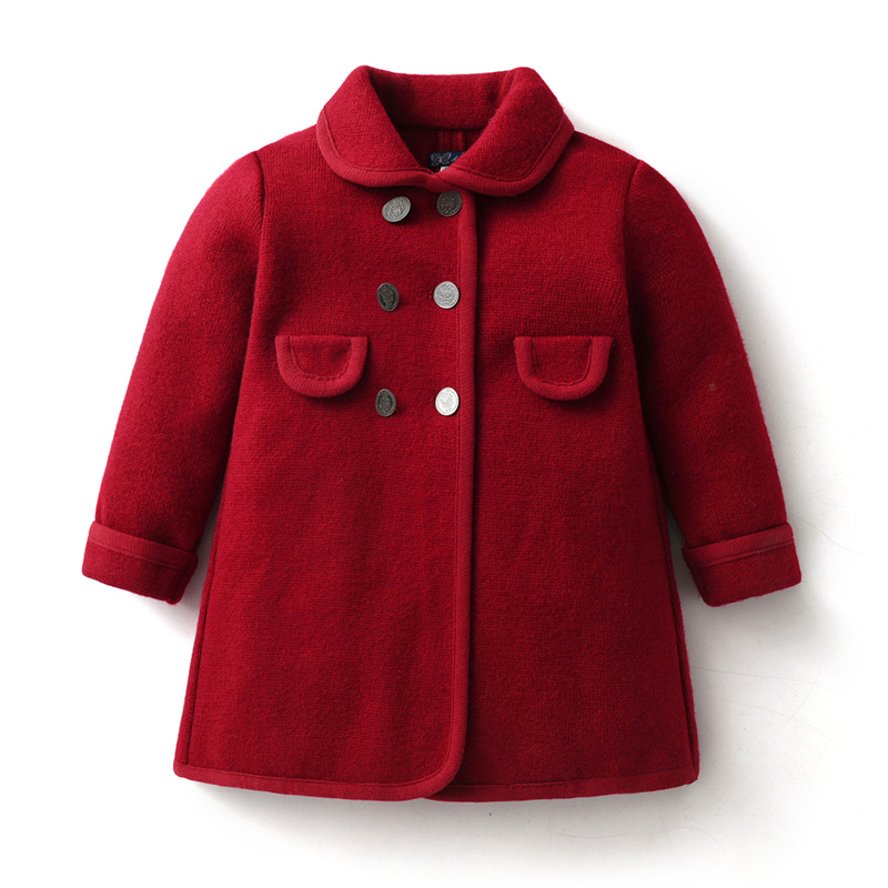 Children Wool Coats Girls Winter Thick Blends Red Green Outfits Toddler Christmas New Year Parka Jackets