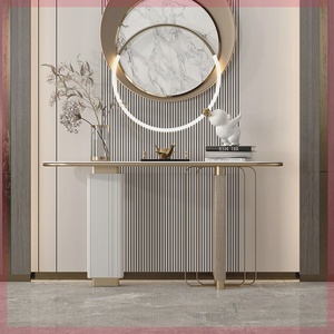 Modern Simple Italian <strong>Wall</strong> Entrance <strong>Table</strong> with Rock Plate Luxury Iron Design for Living Room Porch Cabinet &amp; Wind Porch Use - Product Image 2