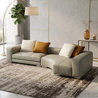 Ensemble de canapés modulaires en tissu bouclé, canapé moderne incurvé pour salon avec ottoman