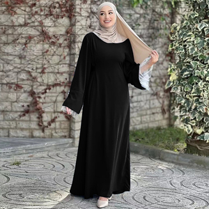 Chất lượng <span class=keywords><strong>nida</strong></span> DRESS abaya khiêm tốn thời trang kaftan người phụ nữ ăn mặc thanh lịch arabturkey Dubai đóng cửa cơ bản abaya với ren Cuff vành đai áo choàng - Product Image 3
