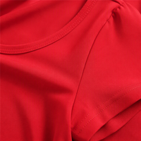 Gaun Kasual Wanita Kerah Bulat Lengan Pendek Midi Dress 200GSM Rayon A-Line Musim Panas Bahan Bernapas Model Melebar Logo Kustom OEM Gaun Kasual