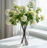 Centre de table moderne et écologique pour mariage et remise de diplôme, fleurs artificielles, 3 têtes, réaliste, fait main, en plastique, Hortensias blancs et verts
