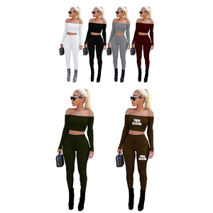 Wholesale Long Sleeve Two Piece <b>Set</b> Off Shoulder Elegant Two Piece <b>Set</b> Autumn Fitness Two Piece - Product Image 6