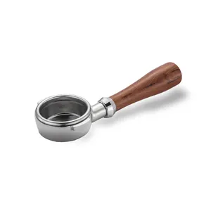 Hot Sale 51mm 54mm 58mm Wood Handle Set Stainless Steel Espresso Coffee Bottomless Portafilter 1 Buyer