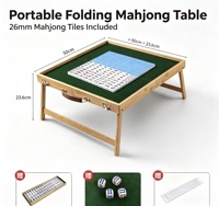 Table de Mahjong portable et pliable de style américain classique en bambou, jeu de Mahjong de voyage avec tuiles de Mahjong de qualité A de 26 mm pour l'intérieur