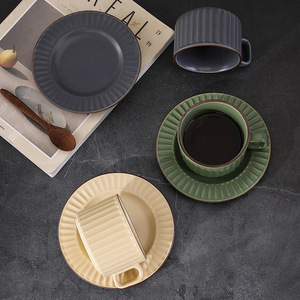 Tazza in Ceramica Creativa Stile Retrò Country Jiale, Resistente a Lavastoviglie e Microonde, con Venature Verticali, per Ritorno a Scuola e <span class=keywords><strong>Latte</strong></span> - Product Image 1