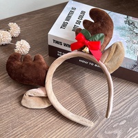 Bandeau en fourrure de cerf brun de Noël, cornes de cerf rouges, bandeau en fourrure de renne pour décorations de fête, unisexe, adultes