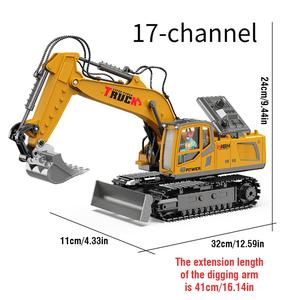 Escavatore in lega di RC 17 canali funzione di scavo a spruzzo 2.4G camion pressofuso modello di escavatore RC giocattolo con 3 colori - Product Image 6