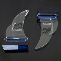 Trophée en verre cristal optique en forme de bateau Yacht bleu MH-MJ0463