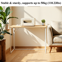 PRORIALS Support de bureau portable et pliable en métal moderne pour ordinateur portable, idéal pour les petits espaces, avec tiroir et porte-gobelet pour lit