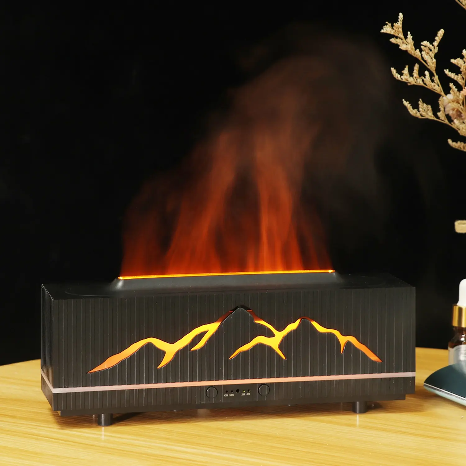 뜨거운 신제품 휴대용 200ml 3D 공기 불 불꽃 아로마 테라피 가습기 에센셜 오일 아로마 디퓨저 홈 오피스
