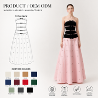 Robe longue trapèze de soirée pour femme - Formelle, sans manches, décolleté sans bretelles, en velours lavable, romantique, printemps-été