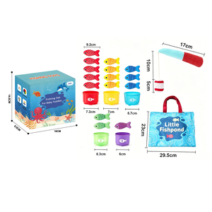 Giocattoli Montessori Gioco di pesca in tessuto con tazze impilabili Giocattoli per la pesca Giocattoli per bambini Piccoli giocattoli per il conteggio dei numeri e l'ordinamento dei colori - Product Image 1