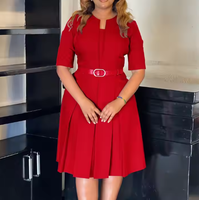 Robes africaines mi-manches personnalisables pour femmes grandes tailles, nouvelle collection, élégantes, couleur unie, en mousseline, pour le bureau, décontractées, printemps