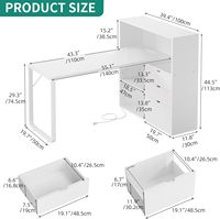 Bureau en L avec prises de courant Bureau d'ordinateur avec tiroirs et étagère, bureau à domicile avec lumières LED avec classeur