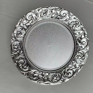 Thanh Lịch Sang Trọng 13 Inch Vàng Bạc Màu Đỏ Màu Xanh Lá Cây Vòng Hoa Nhựa Baroque Tái Sử Dụng Sạc Tấm Cho Tổ Chức Sự Kiện Đảng Wedding Trang Trí Nội Thất - Product Image 5