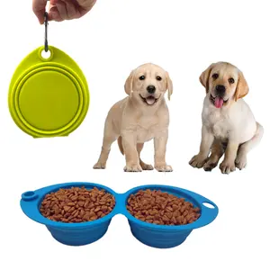 环保硅胶宠物狗猫小型动物喂食器碗二分之一食物和水碗宠物