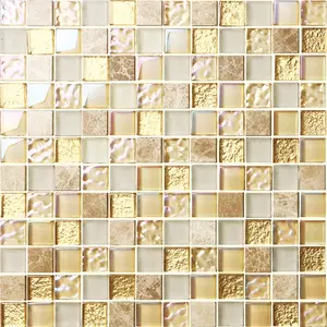 foshan hot sale stylish bathroom glass stone mosaic tile