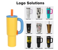 Gobelet isotherme personnalisé en acier inoxydable 30oz/40oz avec paille rabattable, tasse à café thermos anti-déversement et anti-fuite avec poignée