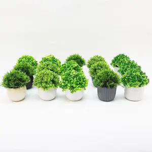 Foryoudecor 4 pcsガーデンホームオフィス本棚装飾的な白いセラミック鉢植え人工多肉植物の盛り合わせ色