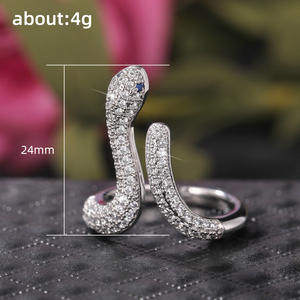 Anello F1808 con Diamante a Forma di Serpente, Placcato in Oro 18K, Diamante Naturale Taglio Brillante Rotondo Colore H per Uso Quotidiano - Product Image 6