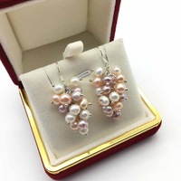 Boucles d'oreilles en perles d'eau douce, argent sterling 925, perles naturelles de mer, bijoux pour femmes, boucles d'oreilles en forme de grappe de perles
