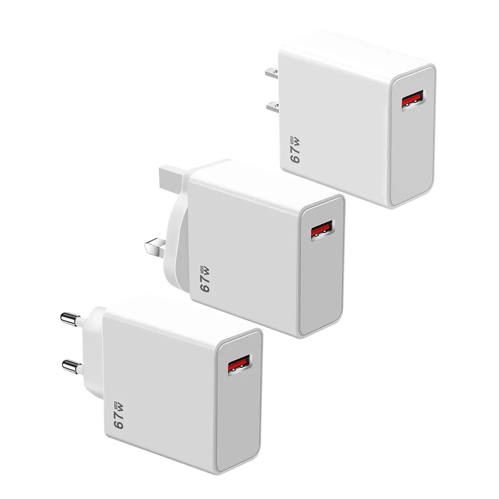 QC5.0 pengisi daya Cepat 67W USB adaptor pengisian AS colokan EU UK pengisi daya ponsel Super Flash