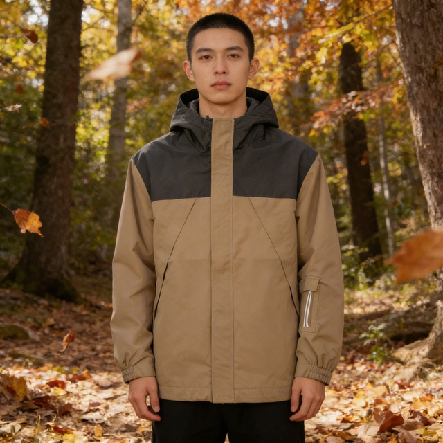 Men's Waterproof Windproof Breathable Outdoor Jacket with Zipper Closure Autumn Lightweight Rain Gear for Hiking & Camping