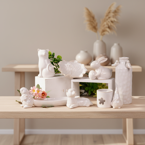 Vasi per Fiori in Ceramica Fatti a Mano Stile Moderno Farmhouse, Serie Animali, Design Scimmia Leone Cervo, Decorazioni per la Casa - Product Image 1