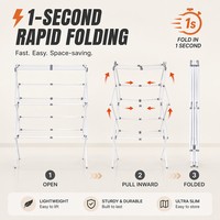 Séchoir à linge extensible télescopique 3 niveaux pliable sur pied pour appartement, balcon, intérieur