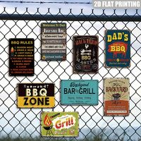 Letrero Metálico con Reglas para Barbacoa, Decoración Retro para Pared de Patio Trasero con Reglas Divertidas de Parrilla y Cerveza para Patio y Cocina al Aire Libre