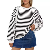 FANSTON Nouvelle collection automne – Sweat-shirt ample à col rond et rayures colorées, imprimé 3D, manches longues pour femme