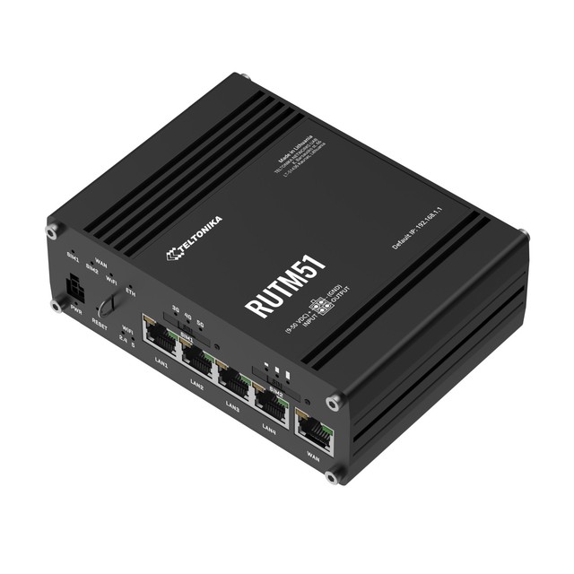 Industrial 5G Router Teltonika RUTM51, 5x GbE, Dual SIM, Wi-Fi 5
