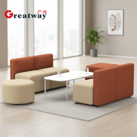 Canapé d'angle Greatway D20 standard international, détachable et facilement déplaçable, housse bleue et orange, canapé modulaire minimaliste italien