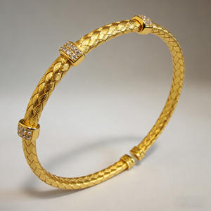 CUSTOM SILVER 10K/14K GOLD PLATED SOLID GOLD LAB GROWN DIAMOND ZICON ENGAGEMENT CLUSTER BANGLE UNISEX <b>CUTE</b> ANNIVERSARY PARTY - Product Image 1