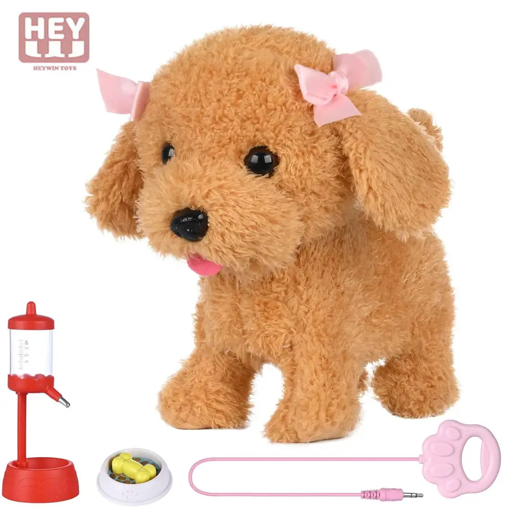 HEYWIN Remote Control Plush Walking Toy Dog, Barking, Tail Wagging, Electronic Interactive Stuffed Puppy for Birthday (933-10E)