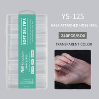 Uñas Acrílicas Transparentes de Alta Calidad, Tamaño XXXL, 240 Piezas, Cobertura Completa, Tipo Ataúd, Uñas Acrílicas a Presión, Venta al Por Mayor