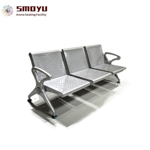Chaises d'attente en gang pour clients, prix usine, pour extérieur, aéroport, hôpital, centre commercial, école, salon, bureau, avec coussin en cuir PVC et structure en fer, 3 places - Product Image 4
