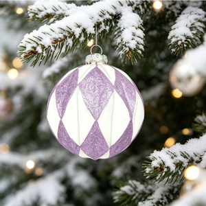 Adorno de Bola de Cristal Soplado a Mano, Diseño Vintage Ecológico con Patrón de Diamantes, Recubierto de Purpurina, Decoración Colgante para Árbol de <span class=keywords><strong>Navidad</strong></span>, OEM ODM BSCI - Product Image 5