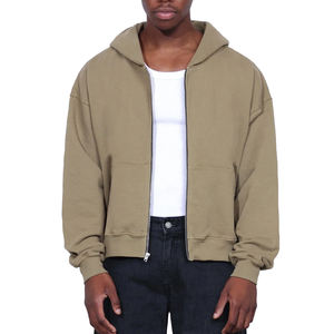 Alta calidad 400 Gsm Heavy Weight Hoodie con cremallera Hombres Cropped Zip up Hoodies Pullover Street Style Zip Hoodie - Product Image 1