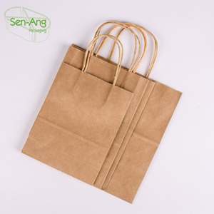 SenAng - Bolsas de Papel Kraft Reciclables Ecológicas con Impresión Flexográfica de su Propio Logotipo, 50 Unidades, las Más Vendidas para Promociones de Compras en Supermercados - Product Image 1