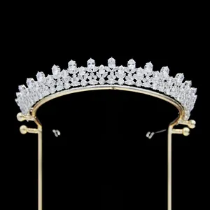 New luxury Flower Girl Headdress Crown Alloy Diamond Wedding Dress Tiaras Rhinestone Zircon Princess Diadems Coronas