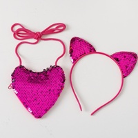 Oreilles de chat Bandeau pour enfants Paillettes de dessin animé Sweet Princess Small Change Bag Heart bag set