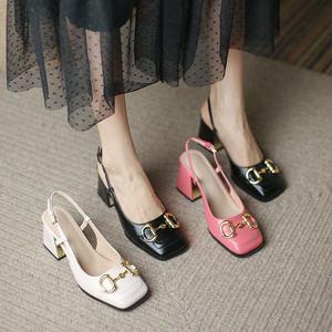 Zapatos de Tacón Alto para Mujer, Diseño Nuevo, Punta Cuadrada, Formales, para Oficina, Trabajo, Desplazamientos, Tacón Grueso, Empaquetado en Caja - Product Image 1