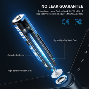 แบตเตอรี่ลิเธียม EBL 3500mAh 8 ก้อน 1.5V ซุปเปอร์ลิเธียม ใช้งานได้นานที่สุด แบตเตอรี่แห้งชนิดไม่สามารถชาร์จได้ AA ลิเธียมไอรอน แบตเตอรี่แบบดับเบิ้ลเอ - Product Image 6